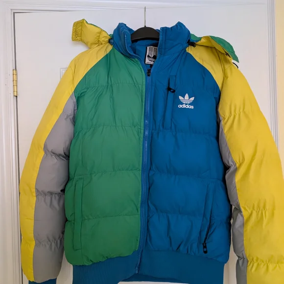 Vintage Adidas Colorblock Puffer Jacket Large - Picture 4 of 16